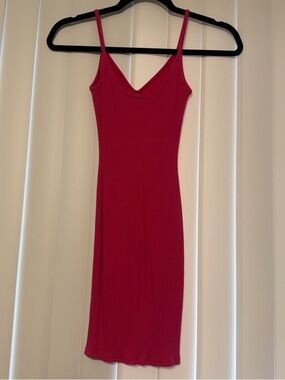naked wardrobe Fitted V-Neck Slip Dress in hot pink